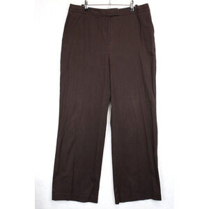 Talbots Stretch Wide Leg Pants Women 12 Brown Office‎ Wear Flat Front Pockets